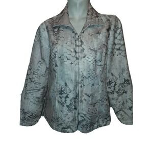 CHICO'S Jacket Size M 1 Blur Illusion Jarrah Belladonna Pink Fleece Hook Blazer